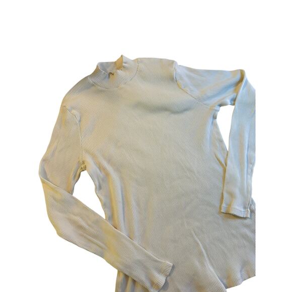 UNIQLO Ribbed Mock Neck Long Sleeve Top Ivory White Stretch Basic Women’s XL - Picture 4 of 6